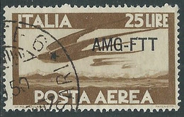 1949-52 TRIESTE A POSTA AEREA USATO DEMOCRATICA 25 LIRE - P16-9 - Poste Aérienne