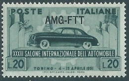 1951 TRIESTE A SALONE DELL'AUTO DI TORINO MNH ** - P25-8 - Neufs