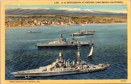 California Long Beach  U S Battleships At Anchor Curteich - Long Beach