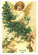 (5 B 6) Christmas Postcard - Posted In Denmark - 2 Postcards - Angel & Tree - Kerstman
