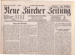 SCHWEIZ - NEUE ZÜRCHER ZEITUNG - KRIEG - ZÜRICH - Komplette Zeitung - 1943 - Allgemeine Literatur