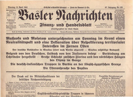 SCHWEIZ -  BASLER  NACHRICHTEN  ZEITUNG  - KRIEG - BASEL  - Komplette Zeitung - 1941 - Testi Generali