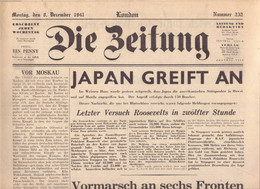 ENGLAND -  DIE  ZEITUNG  - KRIEG  JAPAN  THAI  U501 - LONDON  - Komplette Zeitung - 1941 - General Issues