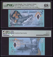 Cook Islands 3 Dollars, (2021), Polymer, Low Serial Number, PMG68 - Cook Islands