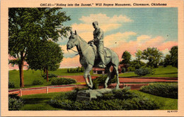 Oklahoma Claremore Will Rogers Monument "Riding Into The Sunset" Curteich - Sonstige & Ohne Zuordnung