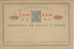 Entier Postal 10 Reis Surcharge 2 Avos   " PROVISORIO "  - Non Utilisé - Cartas & Documentos