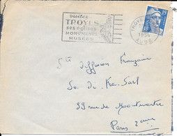 Flamme Secap Troyes Gare Aube1954 Visitez - Annullamenti Meccanici (pubblicitari)