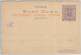 65787 - AUSTRALIA - POSTAL HISTORY - POSTAL STATIONERY CARD (REPLY) - VICTORIA, Over Printed, Red Ink - Covers & Documents