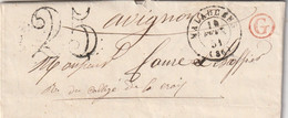 Lettre MALAUCENE Vaucluse 10/2/1851 Cachet Rouge G Boite Rurale De Brantes Taxe Double Trait Pour Avignon - 1849-1876: Période Classique