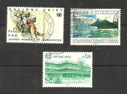 Nations Unies (Genève) N°121, 123, 128 Cote 6.60€ - Used Stamps