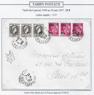 Algérie Tarifs Postaux - Lettre - Briefe U. Dokumente