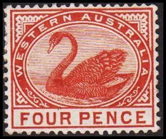 1890. Western Australia. FOUR PENCE. Swan. Hinged. (Michel 37) - JF512322 - Nuevos