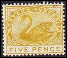 1890. Western Australia. FIVE PENCE. Swan. Hinged. (Michel 38) - JF512323 - Nuevos