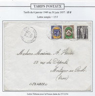 Algérie Tarifs Postaux - Lettre - Lettres & Documents