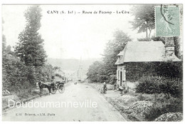 CPA - 76 - CANY - Attelage Et Vieille Maison Route De Fécamp - Cany Barville