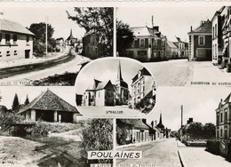 POULAINES ROUTE DE VATAN CARREFOUR DU CENTRE LAVOIR ROUTE DE VALENCAY EGLISE 1959 - Otros & Sin Clasificación