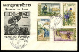 LAOS - 1963 Freedom From Hunger Campaign. First Day Cover. Unaddressed. - Laos