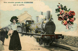 Cabourg * Une Aimable Pensée De La Commune * Souvenir * Gare Train Locomotive - Cabourg