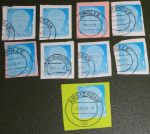 Nederland - NVPH - 9 Stuks - 2013 Tm 2021 - Gebruikt Onafgeweekt - Used On Paper - Willem Alexander - Tarief 1 - Blauw - Used Stamps