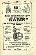 DOC-PUB.NOTICE & MODE D'EMPLOI DE LA NOUVELLE LAVEUESE MECANIQUE " KARIN " AGENCES REUNIES 5 Blvd.DE STRASBOURG.PARIS. - Non Classés