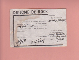 DIPLOME DE ROCK FORMATION JOHNNY HALLYDAY  15 JUIN 1959 . TREMPLIN Du GOLF DRUOT . - Andere