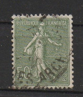 Variété Timbre SEMEUSE Lignée N°198 50 Centimes Vert Olive, Tache Entre 2 Rayons De Soleil - Used Stamps