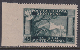 Corpo Polacco Vittorie Polacche 1946 45 G. Verde Scuro Sass. 1bc MNH** Cv. 250 - 1946-47 Corpo Polacco Period