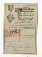 Carte De Membre Actif , UNION NATIONALE DES COMBATTANTS , Section Du Maine Et Loire, 1937 ,2 Scans - Unclassified