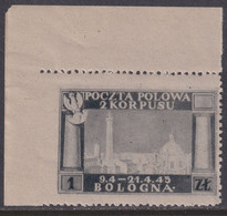 Corpo Polacco Vittorie Polacche 1946 1 Z. Grigio Sass. 3bc MNH** Cv. 150 - 1946-47 Période Corpo Polacco