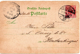 55618 - Deutsches Reich - 1898 - 10Pfg. Krone & Adler EF A. AnsKte. BERLIN -> CONSTANTINOPEL DEUTSCHE POST - Brieven En Documenten