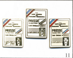 LOT 3 Pin’s Média Différents - Carte De Presse Sans Date, 1991 Et 1992. Est. Tablo. EGF. T800P-11B - Médias