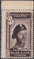 Corpo Polacco Vittorie Polacche 1946 2 Z. Sass. 16b MNH** - 1946-47 Corpo Polacco