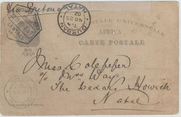 Lourenco Marques Nov. 1902 20 Reis Postal Stationary To Howick South Africa - Transit In Durban, Via Pretoria - Cape Verde