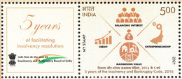 INDIA  2021 MY STAMP, INSOLVENCY & BANKRUPTCY CODE 2016, For Revival Of Business, 1v With Tab ,, LIMITED Issue,MNH(**) - Unused Stamps