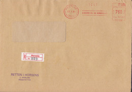 Denmark RETTEN I HORSENS Fogedretten Registered Einschreiben Label HORSENS 'D 3148' Meter Cover Freistempel Brief - Franking Machines (EMA)