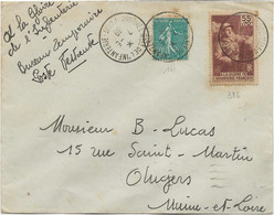 LETTRE AFFRANCHIE N° 161 + N° 386 -OBLITERATION JOURNEE NALE DE L'INFANTERIE -PARIS - 1939 - Military Postmarks From 1900 (out Of Wars Periods)