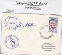 Ross Dependency 1969 Cover Scott Base Ca Leader Scott Base & Signature Ca 2 JA 69 (SC116B) - Storia Postale
