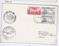 Ross Dependency 1970 Cover Scott Base Ca Leader Scott Base & Signature Ca 21 JA 70 (SC116C) - Storia Postale