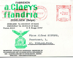 1967 Kaart Werkhuizen A. CLAEYS FLANDRIA Zedelgem - Bromfietsen - Scooters - Rode Frankeerstempel  -   Ref 19 - Cartas