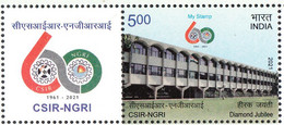 INDIA  2021 MY STAMP 60 YEARS  CSIR-NATIONAL GEOPHYSICAL RESEARCH INSTITUTE,1v With Tab, LIMITED Issue,MNH(**) - Unused Stamps