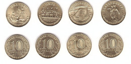 Russia - Set 4 Coins 10 Rubles 2021 UNC The Cities Of Labor Valor Omsk Borovichi Ivanovo Yekaterinburg Lemberg-Zp - Russland