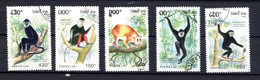 LAOS LAO 1992, Yvert 1066/70, PRIMATES GRIMPEURS, 5 Valeurs, Oblitérés / Used. R192 - Chimpanzees