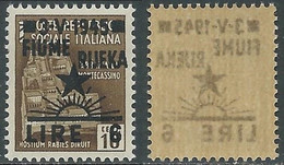 1945 OCCUPAZIONE JUGOSLAVA FIUME 6 LIRE SU 10 CENT DECALCO MNH ** - P19-6 - Occup. Iugoslava: Fiume