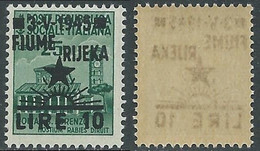 1945 OCCUPAZIONE JUGOSLAVA FIUME 10 LIRE SU 25 CENT DECALCO MNH ** - P19-6 - Yugoslavian Occ.: Fiume