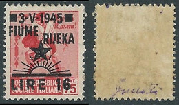 1945 OCCUPAZIONE JUGOSLAVA FIUME 16 LIRE SU 75 CENT NO FILIGRANA MH * - P19-7 - Occup. Iugoslava: Fiume