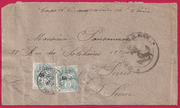 CORPS OCCUPATION DE CHINE CHINA TIEN TSIN POSTES FRANCAISES TYPE BLANC SERVICE A LA MER PARIS 1912 LETTRE COVER FRANCE - Lettres & Documents