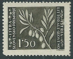 1946 OCCUP. JUGOSLAVA LITORALE SLOVENO EMISSIONE BILINGUE 1,50 LIRE MH * - P21-4 - Jugoslawische Bes.: Slowenische Küste