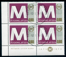 YUGOSLAVIA 1974 Centenary Of Metric System Block Of 4 Used.  Michel 1538 - Gebruikt