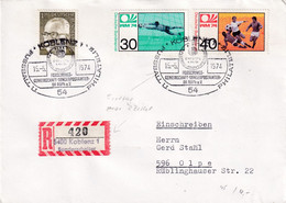 Germany 1974 Registered Cover: Football Soccer Fussball Calcio FIFA World Cup Mundial; Wunder Won Bern 1954; Koblenz - 1954 – Suisse