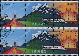 Suisse - 2020 - Ceneri - Zwischenstege - Viererblock - Ersttag Stempel ET - Used Stamps